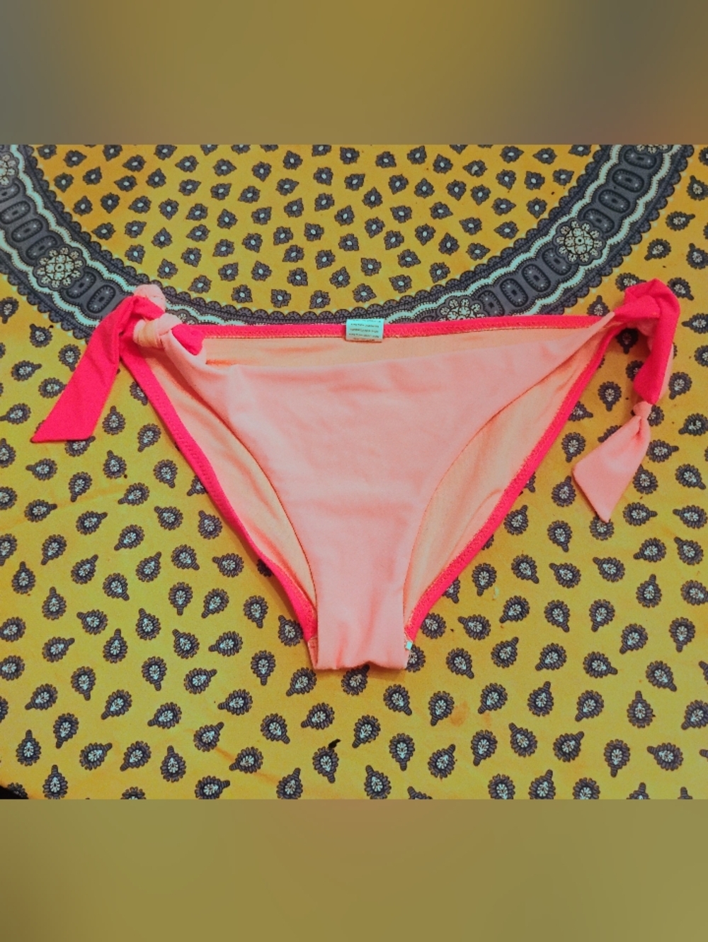 Neon Coral Tie-Side Bikini Bottom